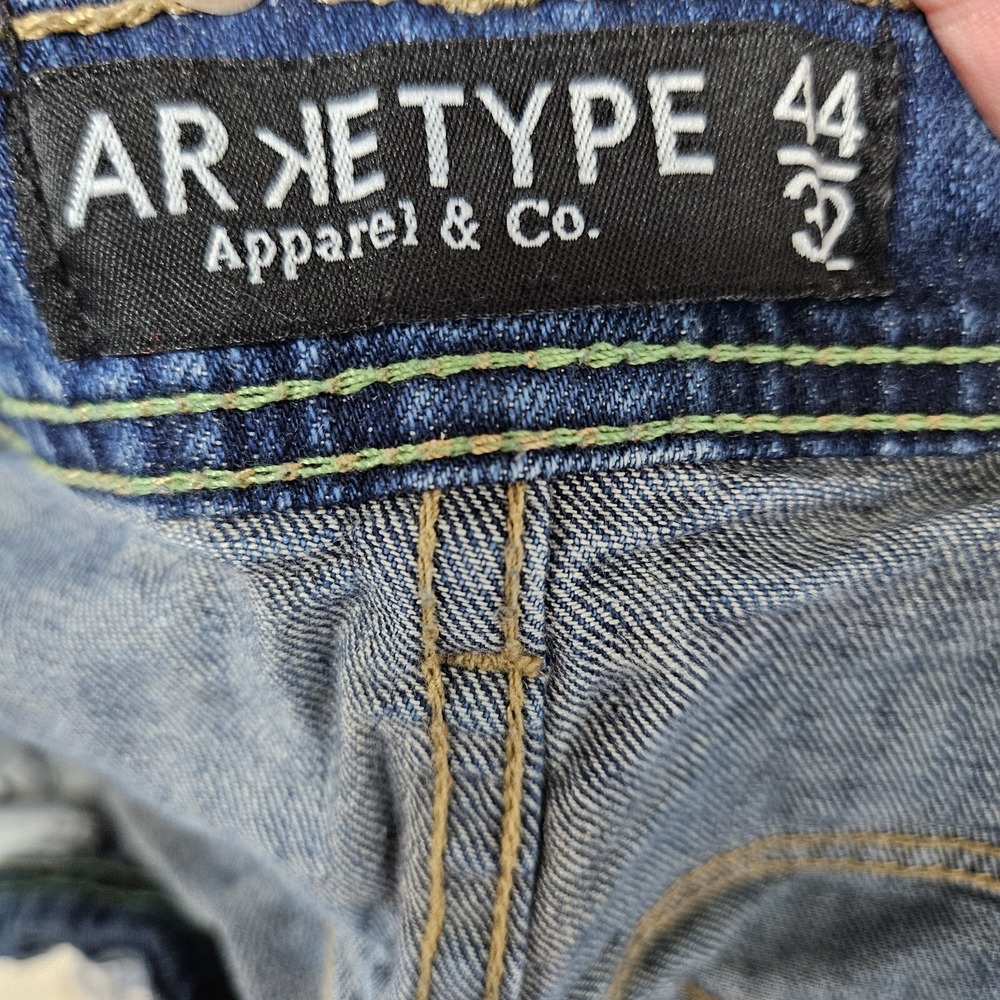 Arketype Jeans Mens 44x32 Blue‎ Apparel & Co Straight Leg Faded Distressed Denim - Picture 2 of 8